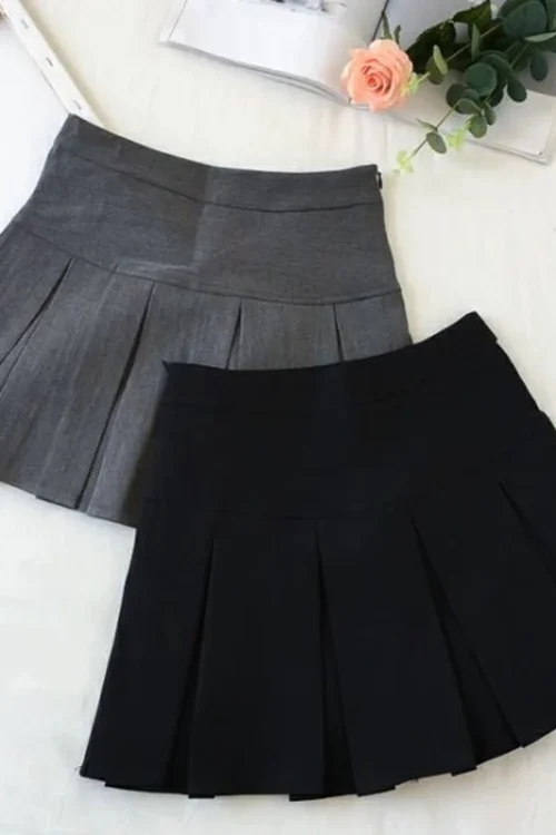 Fashion A Line Women Pleated Skirt High Waist Zipper Grey Student Mini Skirt JK Summer New 2023 Black Ladies Suit Skirt